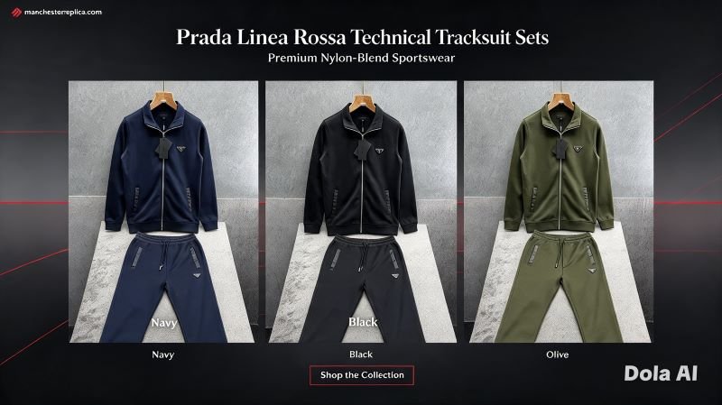 Prada Linea Rossa Men's Nylon-Blend Technical Tracksuit Set Collection