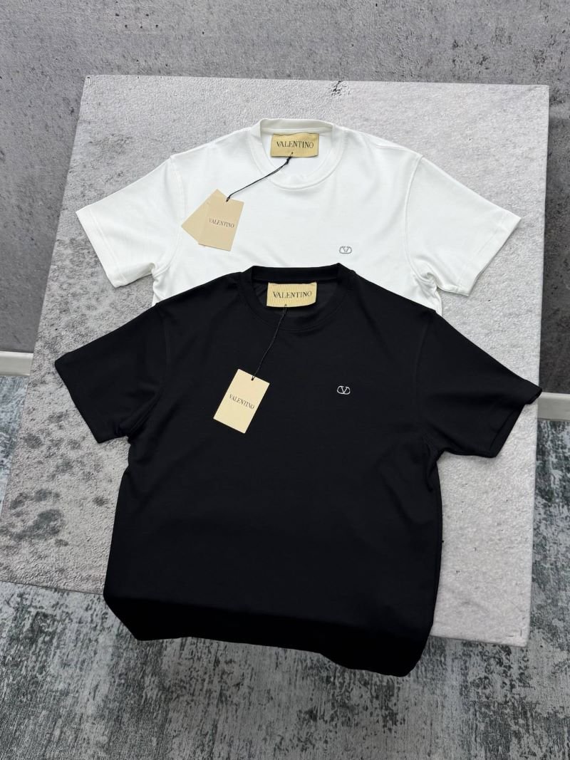Valentino Men's Luxury Crewneck Tee with Embroidered Mini VLogo