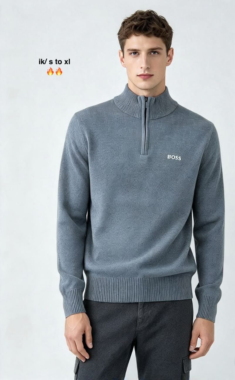 Hugo BOSS Cotton Knit Half-Zip Sweater - Image 2