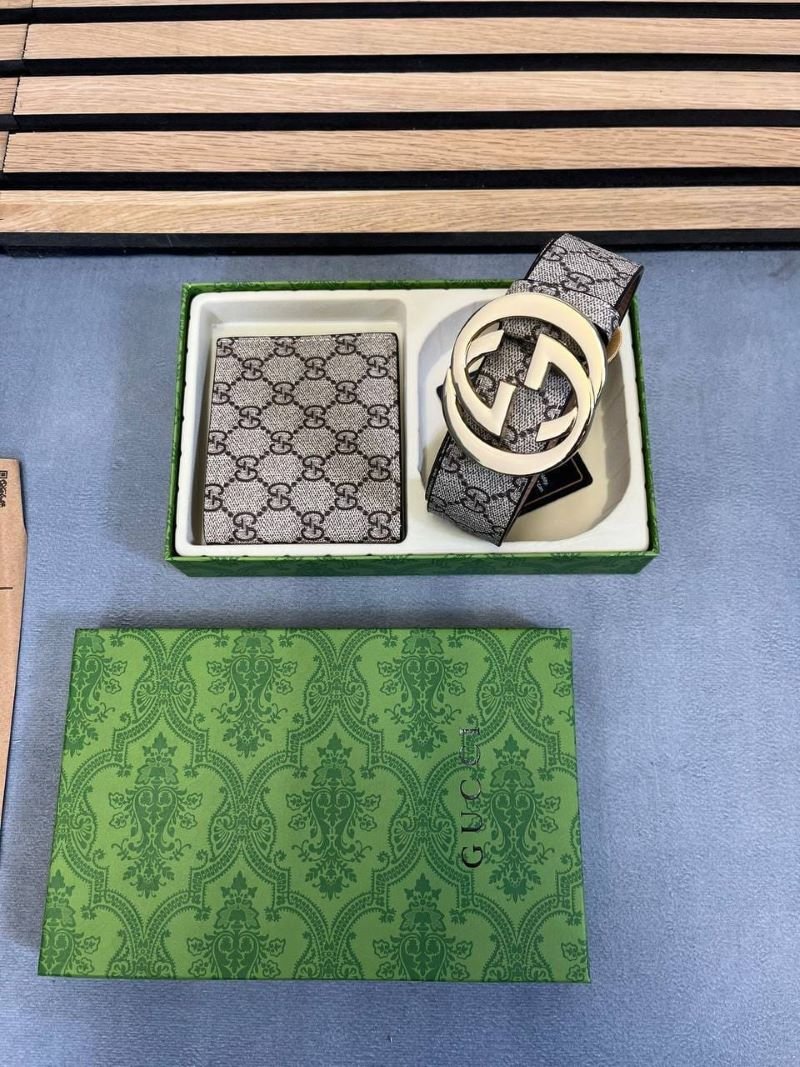Louis Vuitton & Gucci Men’s Belt & Wallet Luxury 2-Piece Gift Set Collection - Image 11