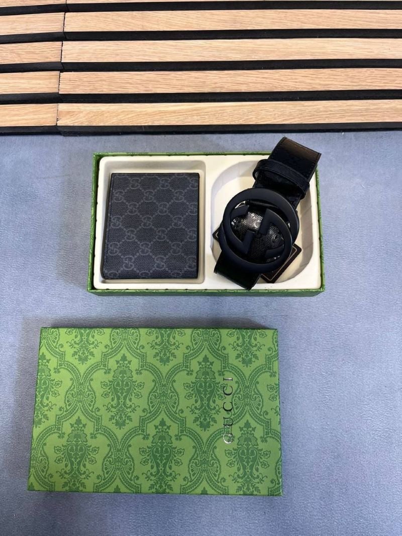 Louis Vuitton & Gucci Men’s Belt & Wallet Luxury 2-Piece Gift Set Collection - Image 12