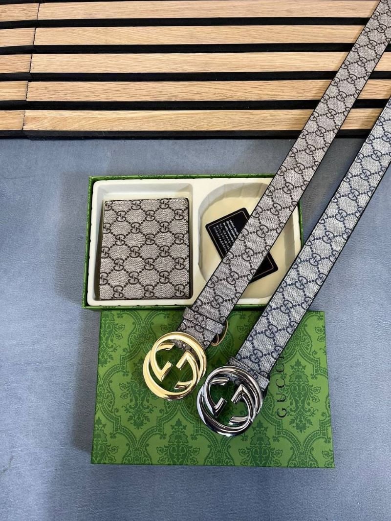 Louis Vuitton & Gucci Men’s Belt & Wallet Luxury 2-Piece Gift Set Collection - Image 13
