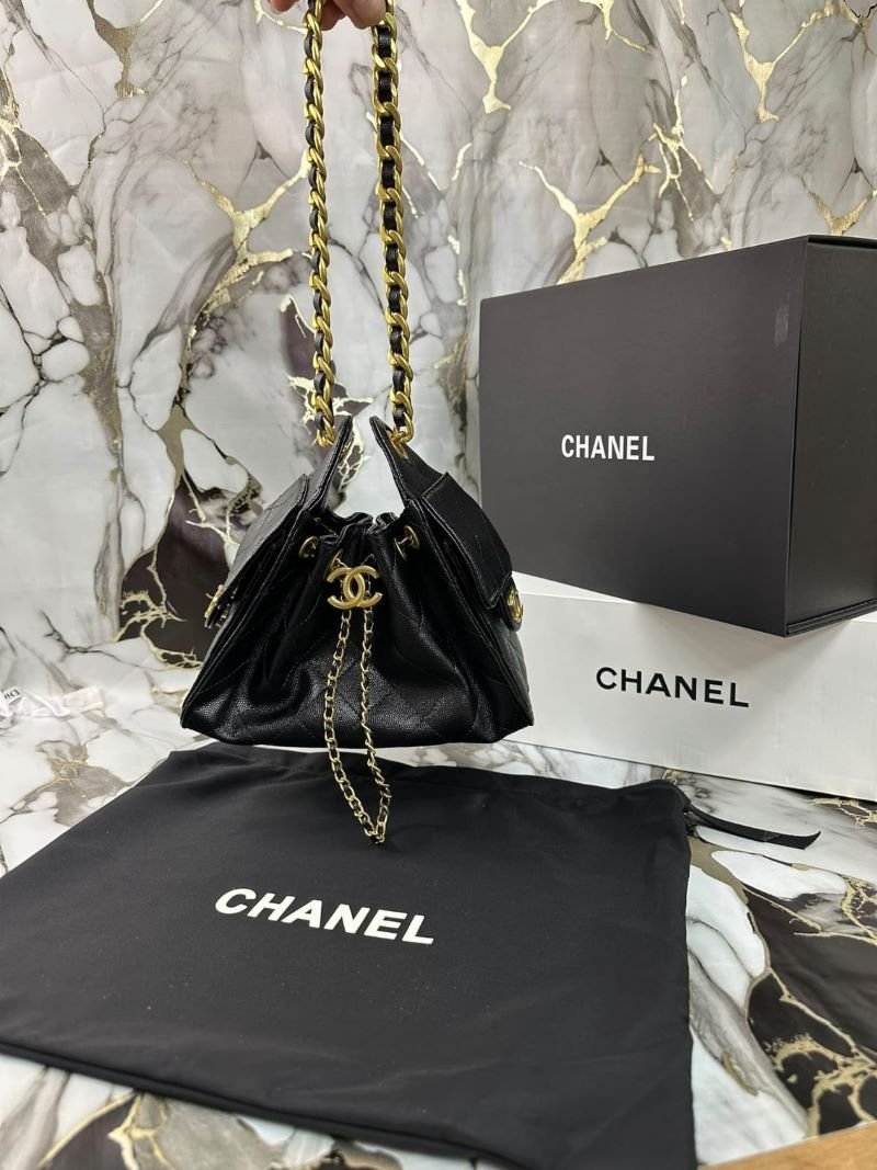 Chanel Quilted Caviar Leather Drawstring Chain Shoulder Bag - Image 2