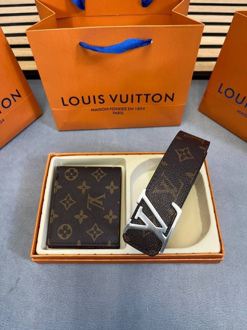 Louis Vuitton & Gucci Men’s Belt & Wallet Luxury 2-Piece Gift Set Collection - Image 3