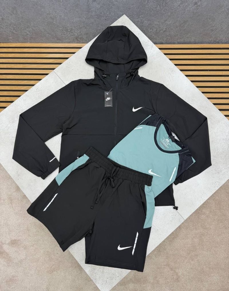 Nike Dri-FIT Windbreaker Jacket, T-Shirt & Shorts 3-Piece Athletic Training Set Collection - Image 3