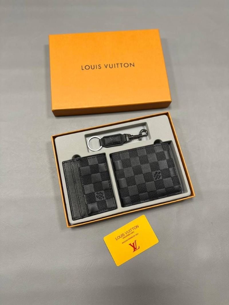 Louis Vuitton Canvas Bifold Wallet, Cardholder & Keyring 3-Piece Gift Set Collection - Image 2