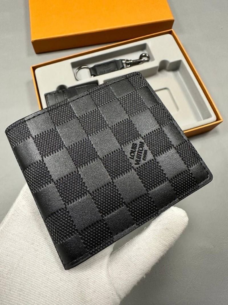 Louis Vuitton Canvas Bifold Wallet, Cardholder & Keyring 3-Piece Gift Set Collection - Image 3