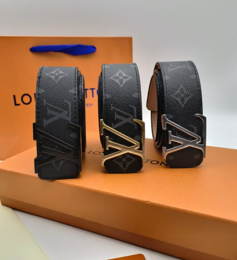 Designer Lv & Gucci Monogram Leather Belt with Matching Wallet Gift Collection - Image 3