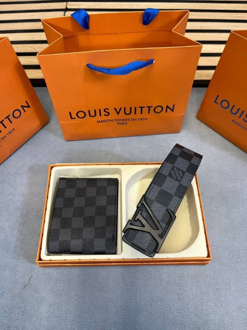 Louis Vuitton & Gucci Men’s Belt & Wallet Luxury 2-Piece Gift Set Collection - Image 5