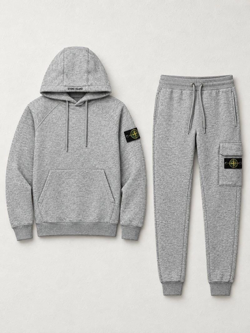 Stone Island Hooded Tracksuit Set — Grey, Black & Navy Full Zip Knit Two-Piece - Image 5
