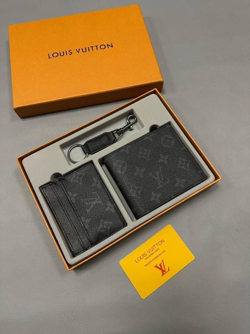 Louis Vuitton Canvas Bifold Wallet, Cardholder & Keyring 3-Piece Gift Set Collection - Image 4