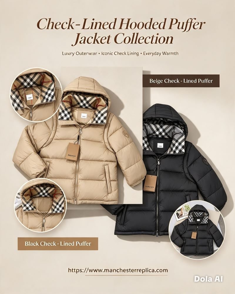Burberry Check-Lined Hooded Puffer Jacket Collection