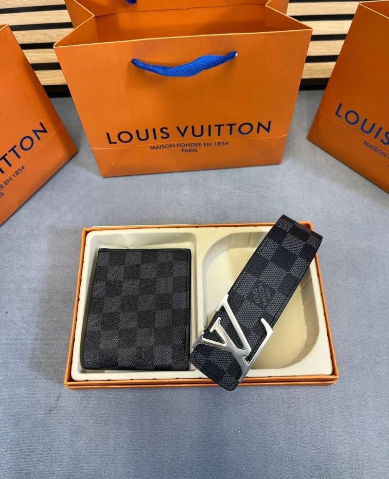 Louis Vuitton & Gucci Men’s Belt & Wallet Luxury 2-Piece Gift Set Collection - Image 6