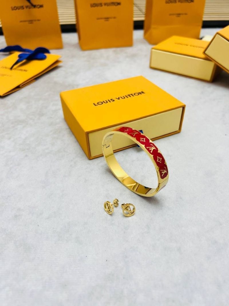 Louis Vuitton Nanogram Enamel Bangle & Stud Earrings Jewelry Set - Image 5