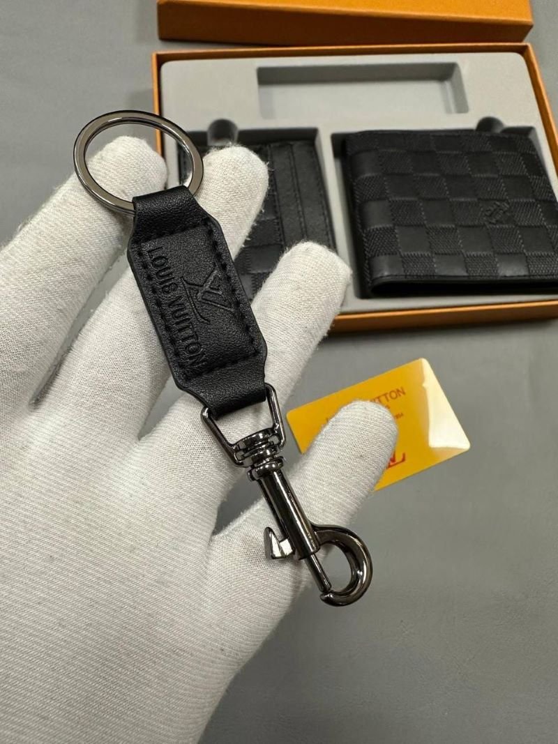 Louis Vuitton Canvas Bifold Wallet, Cardholder & Keyring 3-Piece Gift Set Collection - Image 6