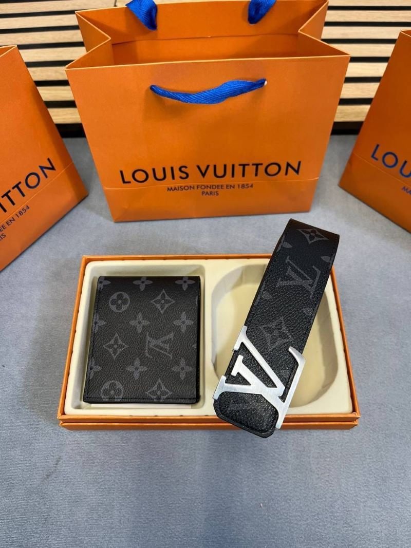 Louis Vuitton & Gucci Men’s Belt & Wallet Luxury 2-Piece Gift Set Collection - Image 8