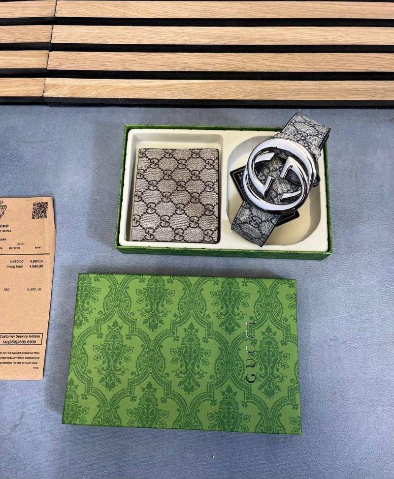 Louis Vuitton & Gucci Men’s Belt & Wallet Luxury 2-Piece Gift Set Collection - Image 10
